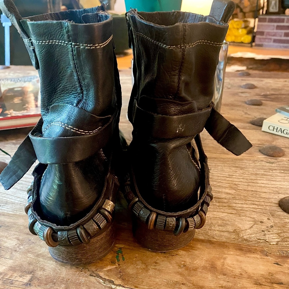 PAKROS Italy Rugged Moto Boots. Black Leather with Cool Metal Chain  EU 41 🇮🇹 - Picture 2 of 15